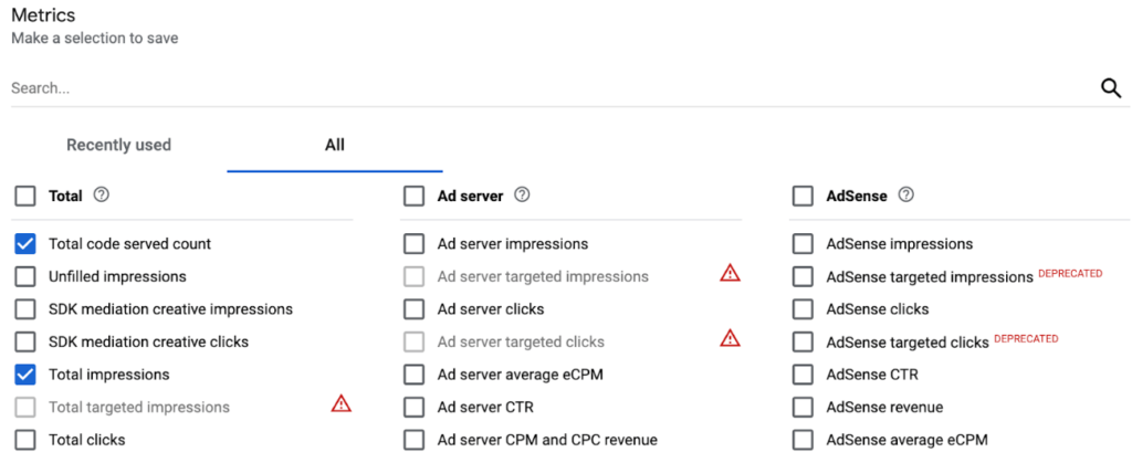 report metrics