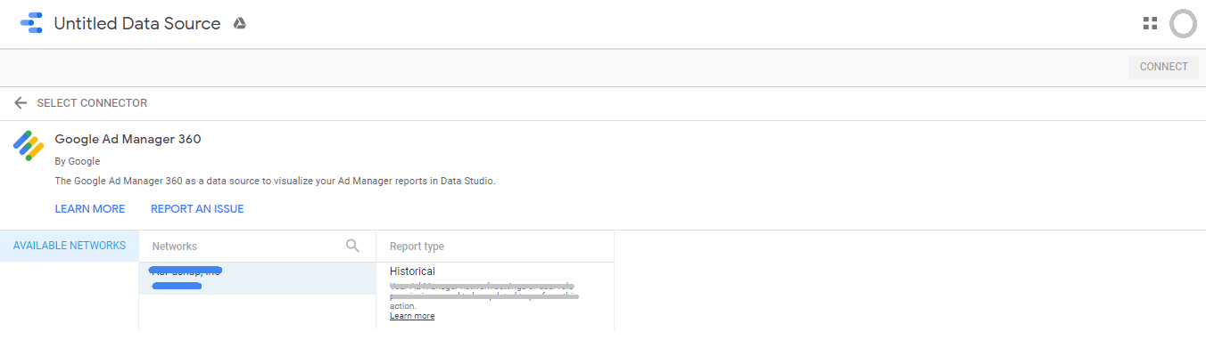 Data Studio with Ad Manager - Available networks