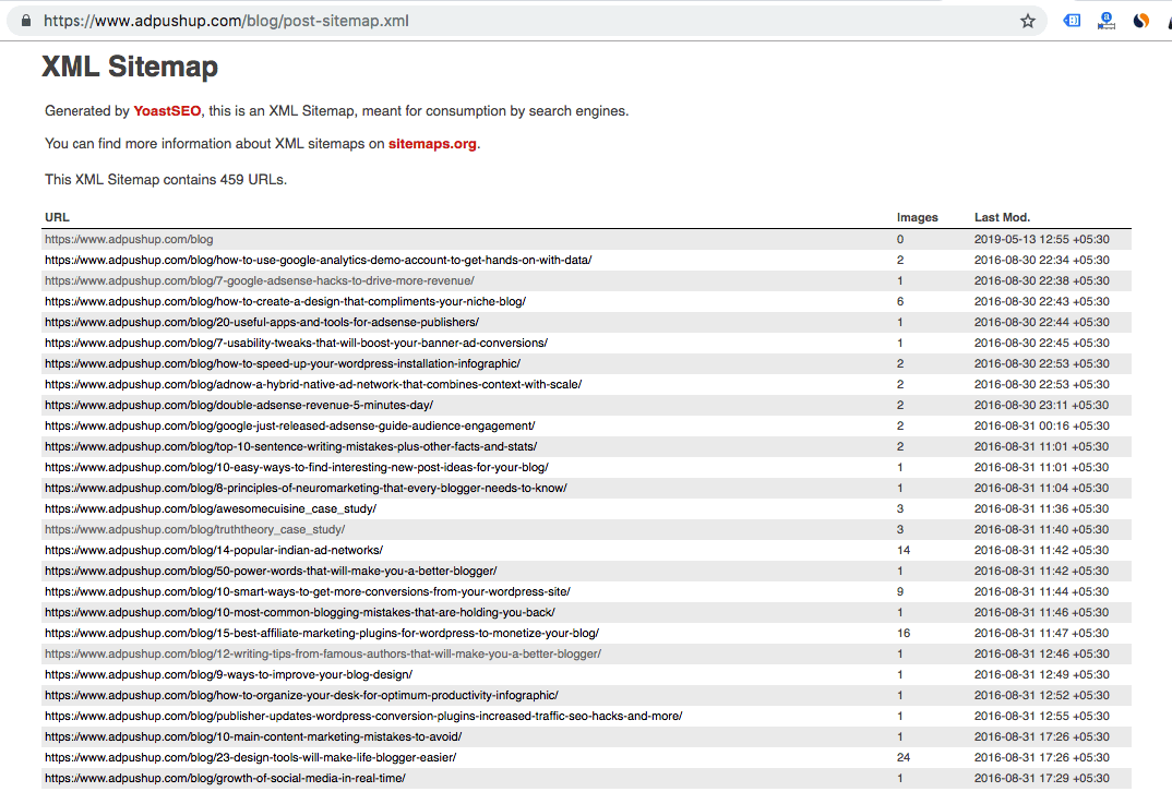 XML sitemap